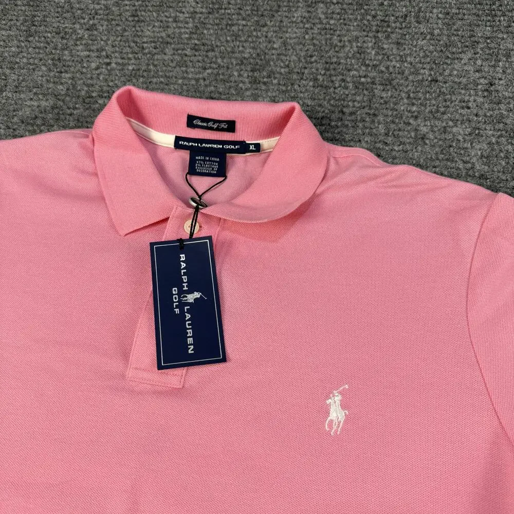 Ralph Lauren Golf Polo Shirt Mens XL Pink Classic Golf Fit Cascata Logo Short